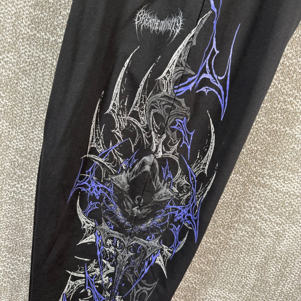 Breathe Divinity Graphic Sweatpants Mens XL Black Purple Gothic Cyber Sigilism - Picture 2 of 10
